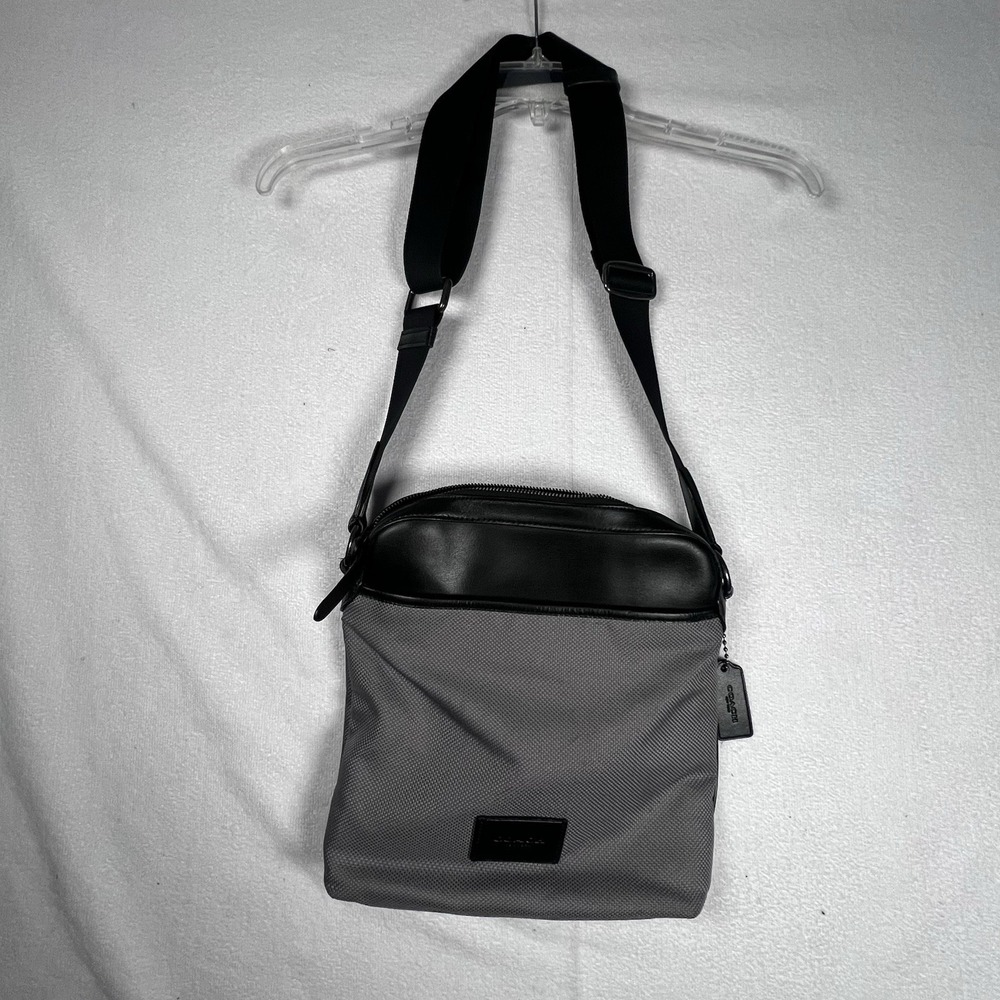 Coach F37609 Crossbody Nylon Black Leather‎ Mens Travel Work Bag - Picture 10 of 12